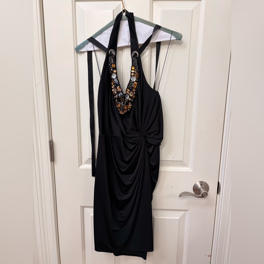 Niteline Black Backless Halter Dress